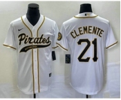 Men's Pittsburgh Pirates #21 Roberto Clemente White Cool Base Stitched Baseball Jersey