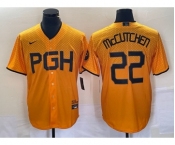 Men's Pittsburgh Pirates #22 Andrew McCutchen Gold 2023 City Connect Stitched Jersey 1