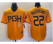Men's Pittsburgh Pirates #22 Andrew McCutchen Gold 2023 City Connect Stitched Jersey