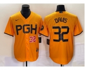 Men's Pittsburgh Pirates #32 Henry Davis Number Yellow 2023 City Connect Stitched Jersey1