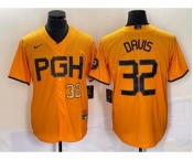 Men's Pittsburgh Pirates #32 Henry Davis Number Yellow 2023 City Connect Stitched Jersey