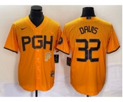 Men's Pittsburgh Pirates #32 Henry Davis Yellow 2023 City Connect Stitched Jersey1