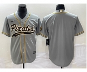 Men's Pittsburgh Pirates Blank Grey Cool Base Stitched Baseball Jersey