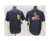 Men St Louis Cardinals Black Team Big Logo Cool Base Stitched Jersey 2