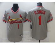 Men's Nike St. Louis Cardinals #1 Ozzie Smith Grey Retro Baseball Jersey