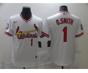 Men's Nike St. Louis Cardinals #1 Ozzie Smith White Retro Baseball Jersey