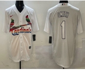 Men's St Louis Cardinals #1 Ozzie Smith White Mexico Cool Base Stitched Jersey Men's St Louis Cardinals #1 Ozzie Smith White Mexico Cool Base Stitched Jersey