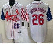 Men's St Louis Cardinals #26 JJ Wetherholt 2026 White Independence Day Vapor Premier Limited Stitched Jersey Men's St Louis Cardinals #26 JJ Wetherholt 2026 White Independence Day Vapor Premier Limited Stitched Jersey