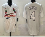 Men's St Louis Cardinals #4 Yadier Molina White Mexico Cool Base Stitched Jersey Men's St Louis Cardinals #4 Yadier Molina White Mexico Cool Base Stitched Jersey