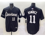 Men's Cleveland Guardians #11 José Ramírez Black Gothic Vapor Premier Limited Stitched Baseball Jersey