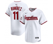 Men's Cleveland Guardians #11 Jose Ramirez White Home Limited Stitched Baseball Jersey