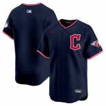 Men's Cleveland Guardians Blank Navy 2025 Alternate Limited Stitched Baseball Jersey