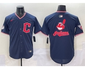 Men's Cleveland Guardians Team Big Logo Navy 2025 Alternate Limited Stitched Baseball Jersey