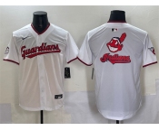 Men's Cleveland Guardians Team Big Logo White Home Limited Stitched Baseball Jersey