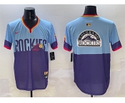 Men's Colorado Rockies Team Big Logo Purple Light Blue 2025 City Connect Limited Stitched Baseball Jersey