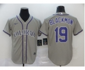 Men's Nike Colorado Rockies #19 Charlie Blackmon Gray 2020 Baseball Cool Base Jersey