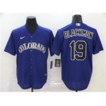 Men's Nike Colorado Rockies #19 Charlie Blackmon Purple 2020 Baseball Cool Base Jersey