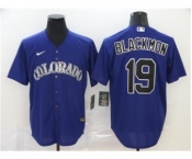 Men's Nike Colorado Rockies #19 Charlie Blackmon Purple 2020 Baseball Cool Base Jersey