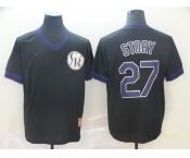 Men's Nike Colorado Rockies #27 Trevor Story Black M&N MLB Jersey