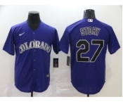 Men's Nike Colorado Rockies #27 Trevor Story Purple 2020 Baseball Cool Base Jersey