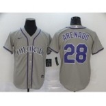 Men's Nike Colorado Rockies #28 Nolan Arenado Gray 2020 Baseball Cool Base Jersey