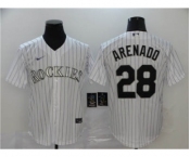 Men's Nike Colorado Rockies #28 Nolan Arenado White 2020 Baseball Cool Base Jersey