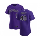 Men's Nike Colorado Rockies #40 Tyler Kinley Purple Alternate 2020 Authentic Player Baseball Jersey