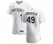 Men's Nike Colorado Rockies #49 Antonio Senzatela White Home 2020 Authentic Player Baseball Jersey