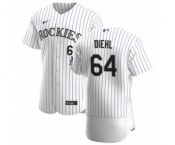 Men's Nike Colorado Rockies #64 Phillip Diehl White Home 2020 Authentic Player Baseball Jersey