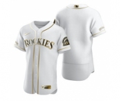 Men's Nike Colorado Rockies Blank White 2020 Authentic Golden Edition Baseball Jersey