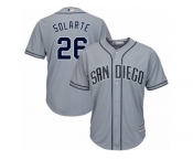 Men's Majestic San Diego Padres #26 Yangervis Solarte Replica Grey Road Cool Base MLB Jersey