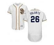 Men's Majestic San Diego Padres #26 Yangervis Solarte White Flexbase Authentic Collection MLB Jersey