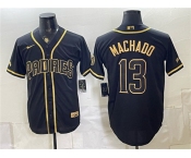 Men's San Diego Padres #13 Manny Machado Black Gold With Patch Stitched Baseball Jersey Men's San Diego Padres #13 Manny Machado Black Gold With Patch Stitched Baseball Jersey