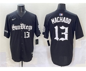 Men's San Diego Padres #13 Manny Machado Black Gothic Edition Vapor Limited Stitched Baseball Jersey