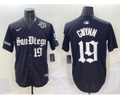 Men's San Diego Padres #19 Tony Gwynn Black Gothic Edition Vapor Limited Stitched Baseball Jersey