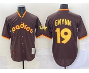 Men's San Diego Padres #19 Tony Gwynn Brown Throwback Stitched Baseball Jersey