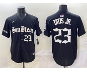 Men's San Diego Padres #23 Fernando Tatis Jr. Black Gothic Edition Vapor Limited Stitched Baseball Jersey