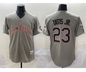 Men's San Diego Padres #23 Fernando Tatis Jr. Gray Fashion Throwback With Patch Cool Base Stitched Jersey