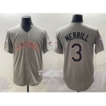 Men's San Diego Padres #3 Jackson Merrill Gray Fashion Throwback With Patch Cool Base Stitched Jersey