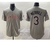 Men's San Diego Padres #3 Jackson Merrill Gray Fashion Throwback With Patch Cool Base Stitched Jersey