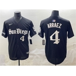 Men's San Diego Padres #4 Luis Arraez Black Gothic Edition Vapor Limited Stitched Baseball Jersey