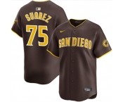 Men's San Diego Padres #75 Robert Suarez Brown 2024 Away Limited Stitched Baseball Jersey