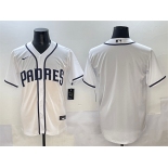 Men's San Diego Padres Blank White Cool Base Stitched Baseball Jersey