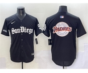 Men's San Diego Padres Team Big Logo Black Gothic Edition Vapor Limited Stitched Baseball Jersey