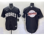 Men's San Diego Padres Team Big Logo Black Stitched Baseball Jersey