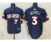 Men's San Diego Padres X Hello Kitty #3 Jackson Merrill Obsidian 2026 City Connect Stadium Stitched Baseball Jersey Men's San Diego Padres X Hello Kitty #3 Jackson Merrill Obsidian 2026 City Connect Stadium Stitched Baseball Jersey