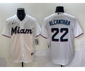 Men's Miami Marlins #22 Sandy Alcantara White Cool Base Stitched Jersey