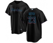 Men's Miami Marlins #23 Max Meyer Black Cool Base Stitched Baseball Jersey