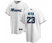 Men's Miami Marlins #23 Max Meyer White Cool Base Stitched Baseball Jersey