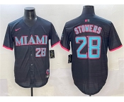 Men's Miami Marlins #28 Kyle Stowers Black 2025 City Connect Limited Stitched Baseball Jersey